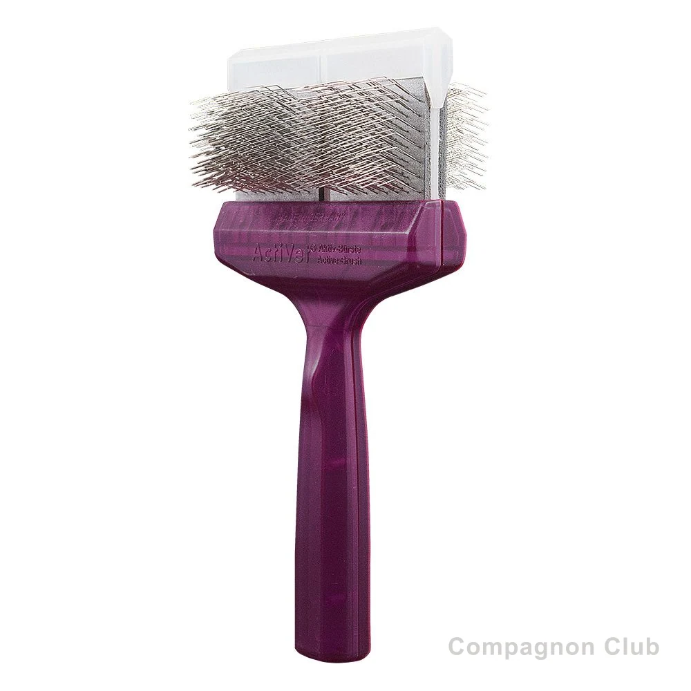 Brosse ActiVet Pro Firm violette - Double large 9 cm - produit boutique ActiVet