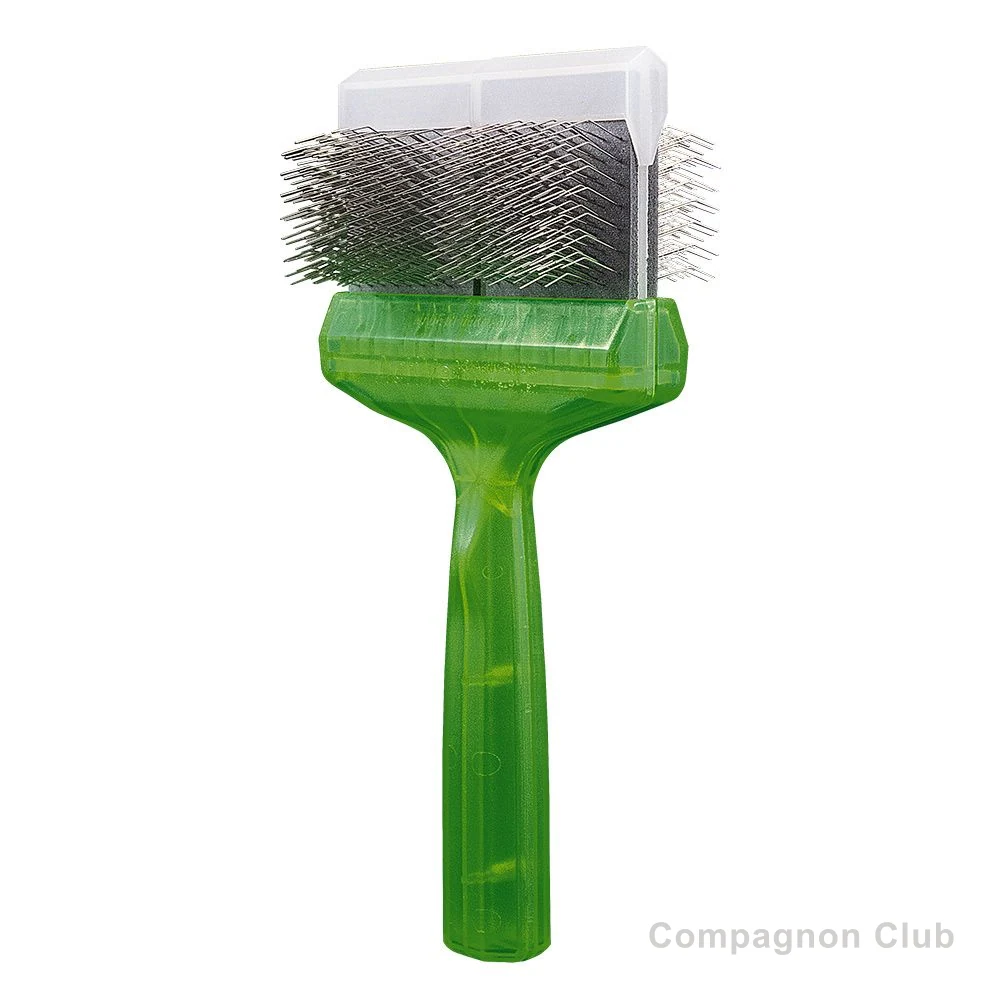 Brosse ActiVet Pro Soft verte - Double large 9 cm - produit boutique ActiVet